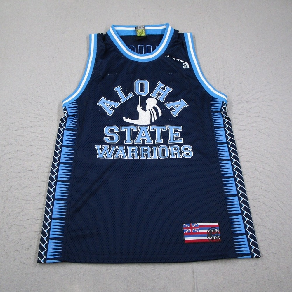 HIC Hawaiian Island Creations Aloha State Warriors Jersey Men Large Navy Blue 50
